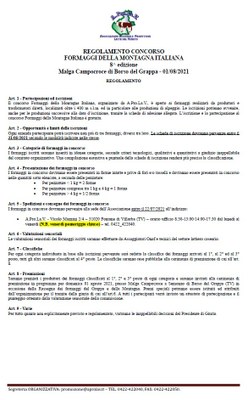 Regolamento 8° Concorso dei formaggi della montagna italiana